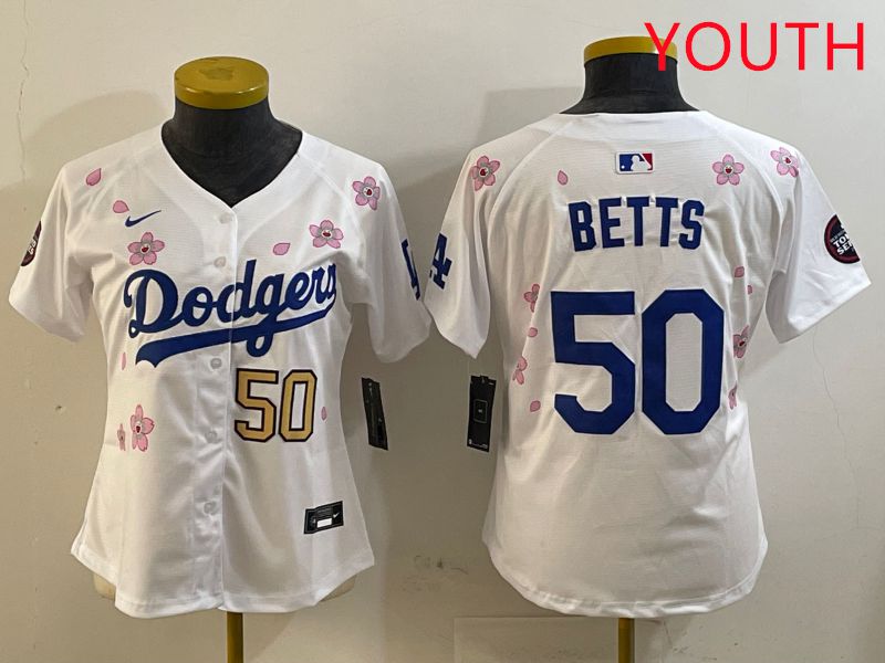 Youth Los Angeles Dodgers #50 Betts Sakura Edition 2025 Nike MLB Jersey style 3->youth mlb jersey->Youth Jersey